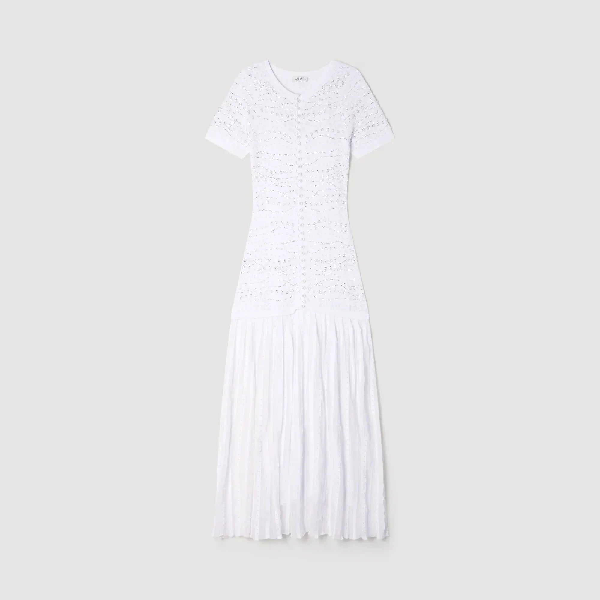 SANDRA BEADED KNIT MAXI DRESS WHITE