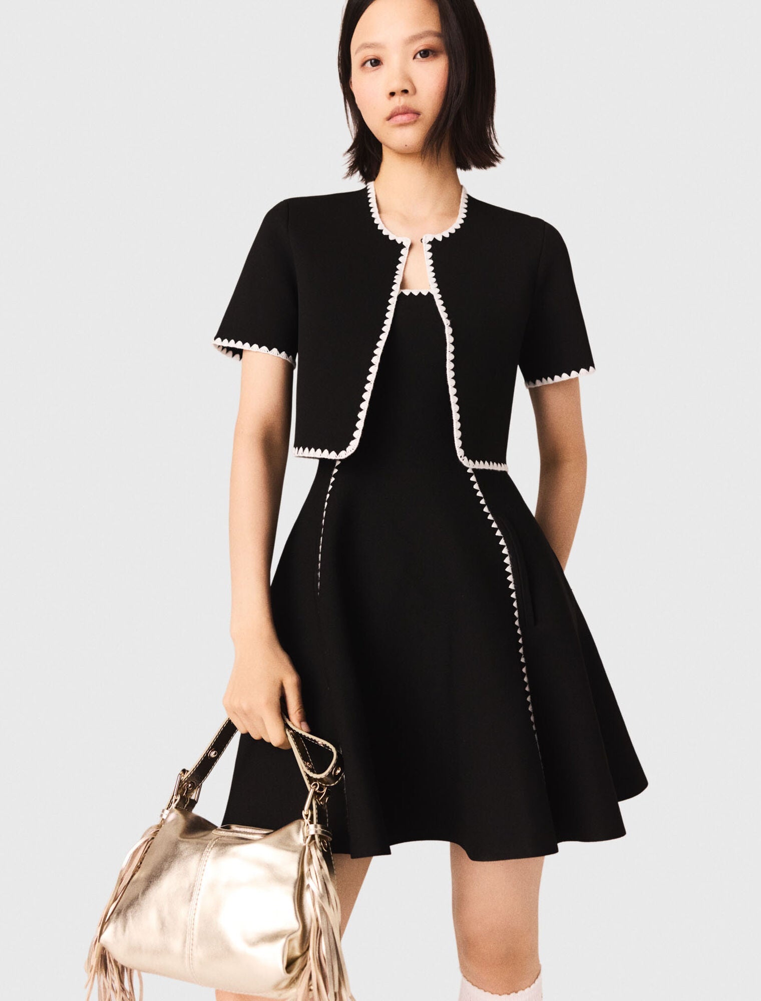 MAJE DRESS SET BLACK LINES