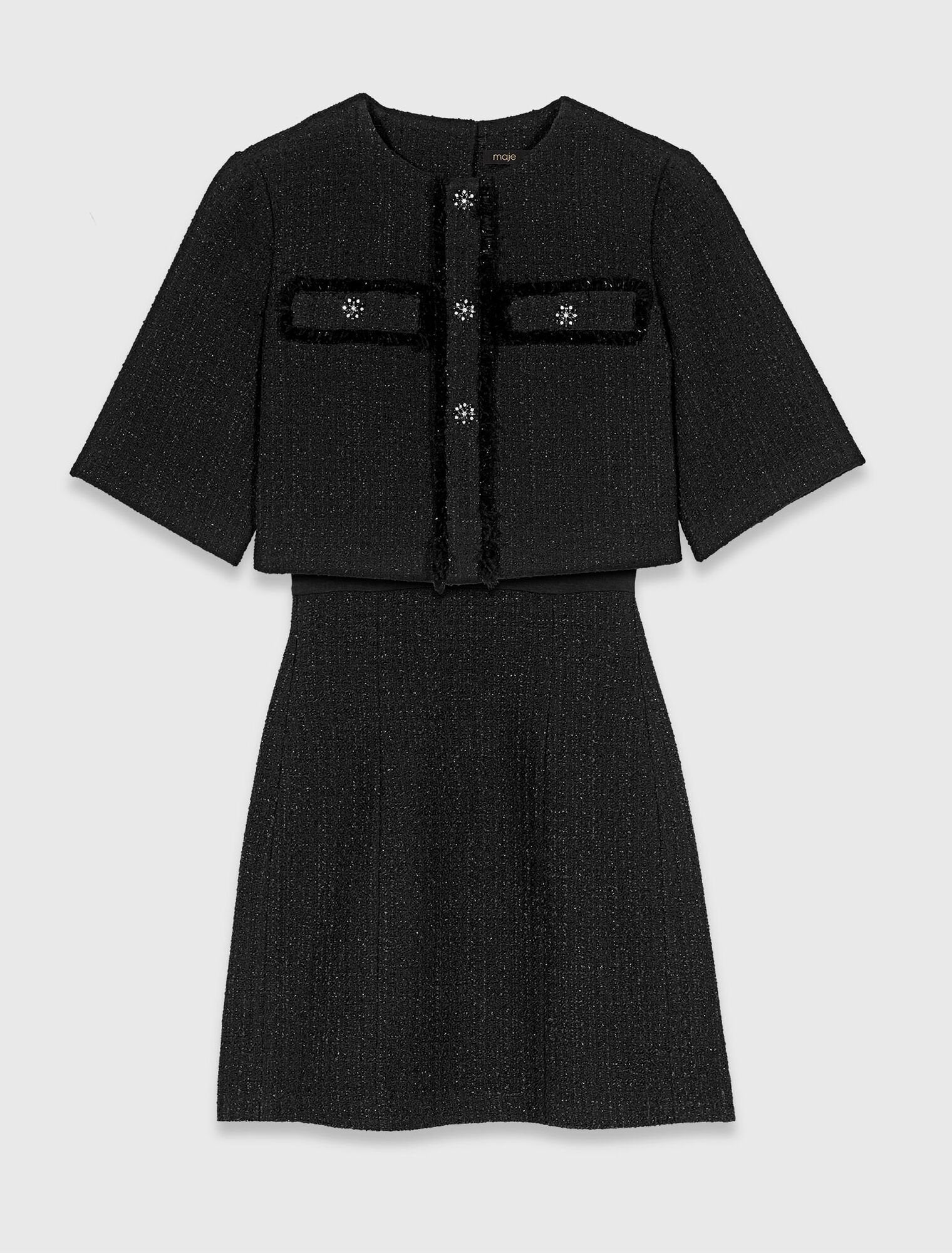 MAJE DRESS SHINY TWEED