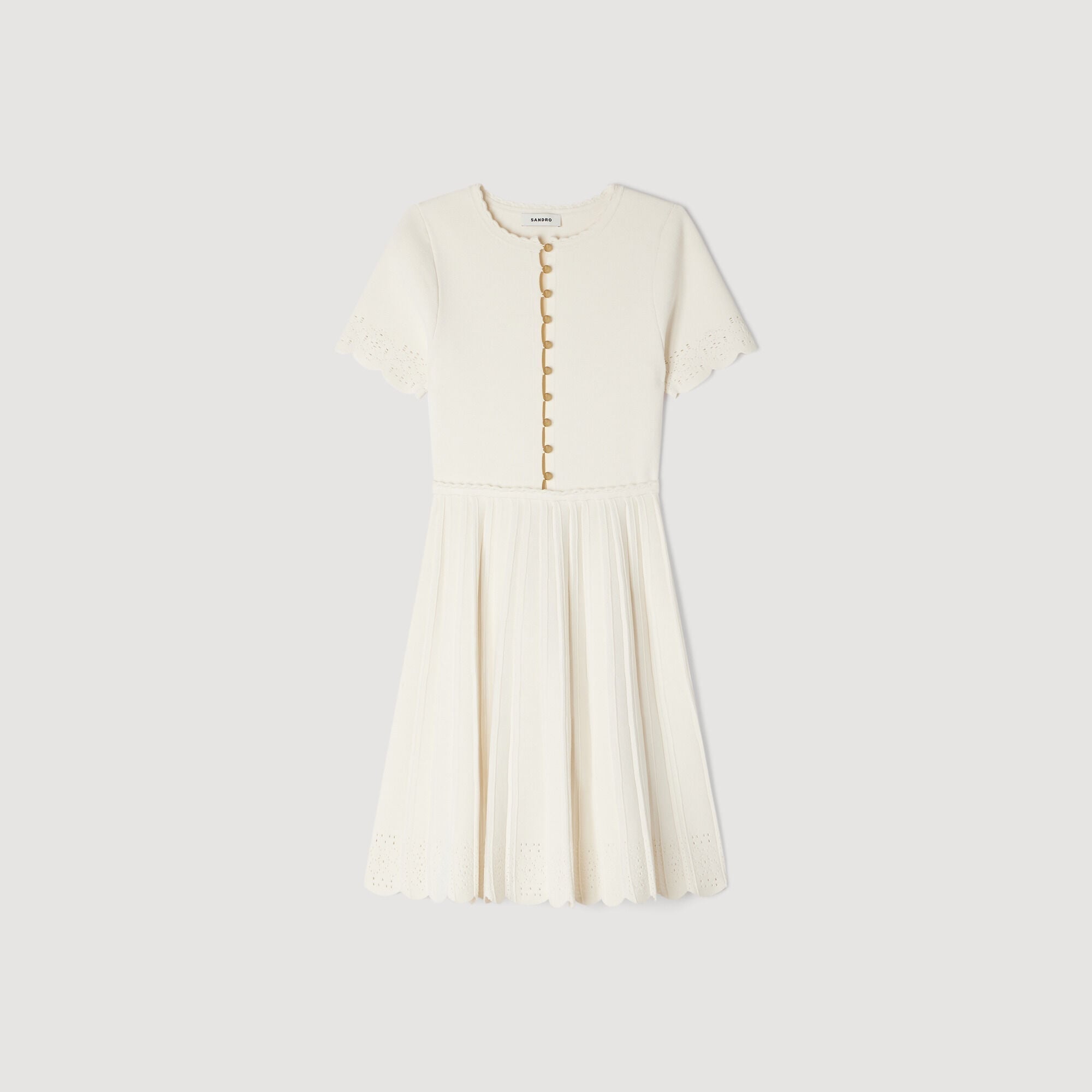 SANDRA SHORT POINTELLE KNIT DRESS