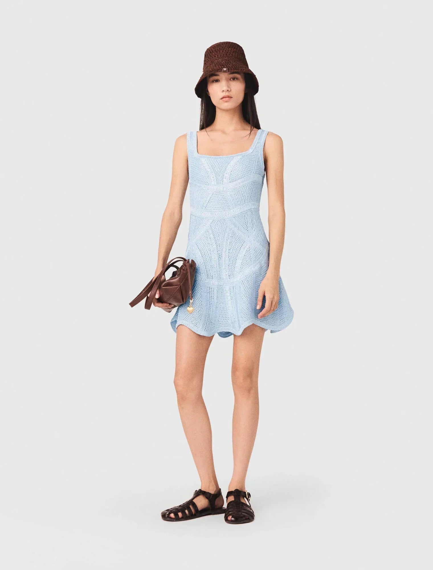 MAJE DRESS SHORT CROCHET BLUE
