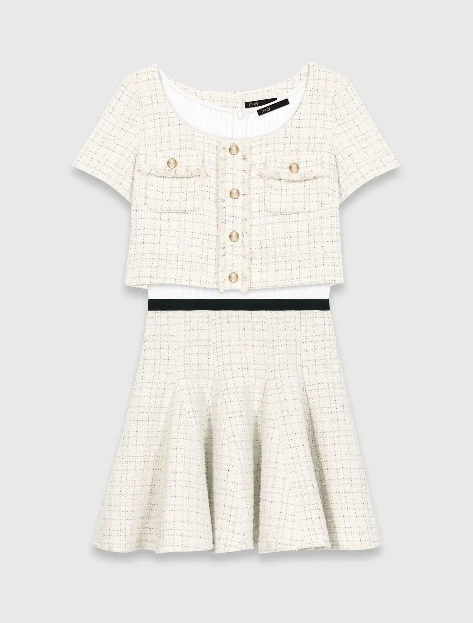MAJE DRESS WHITE TWEED