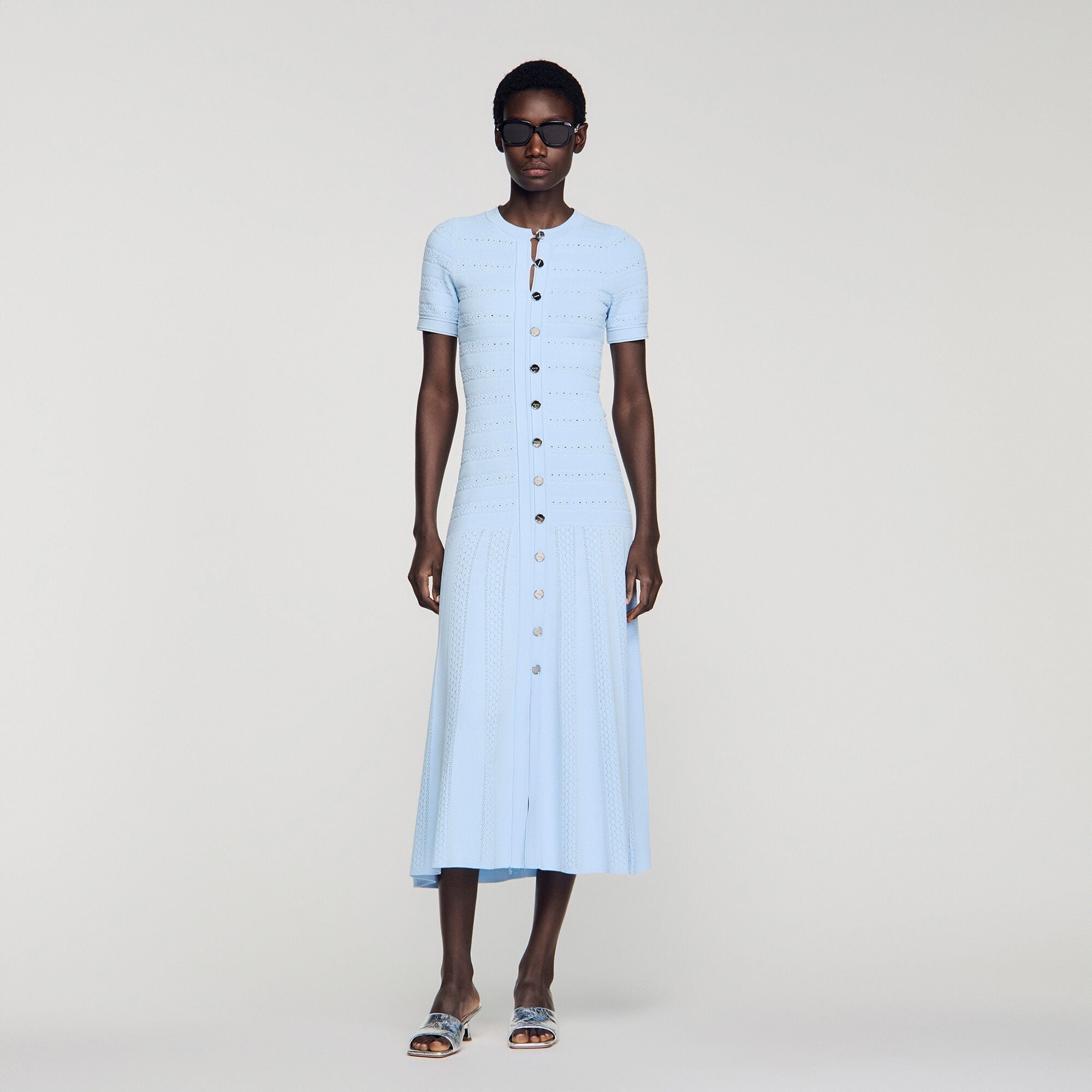 SANDRA LONG KNITTED DRESS BLUE