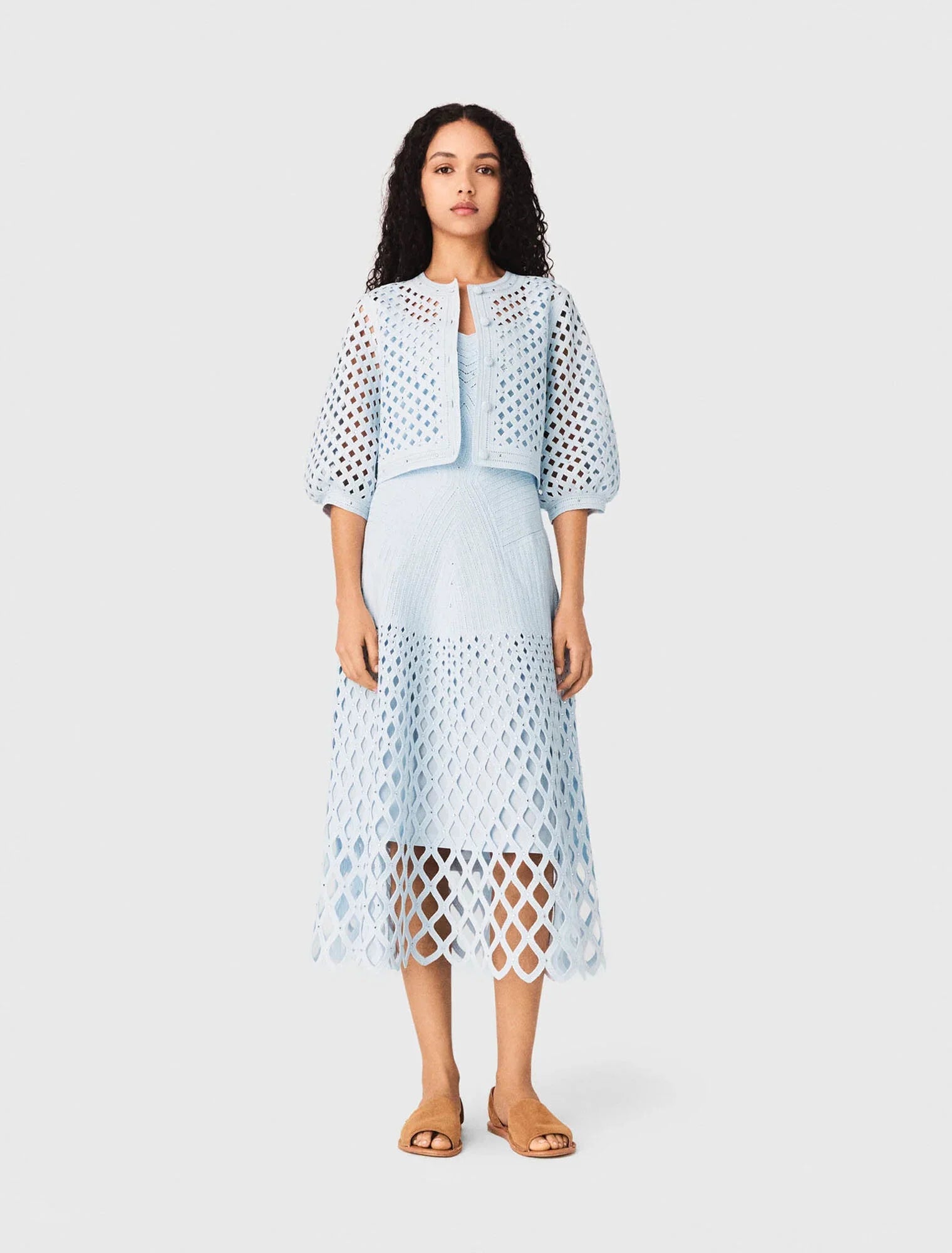 MAJE DRESS SET CROCHET BLUE