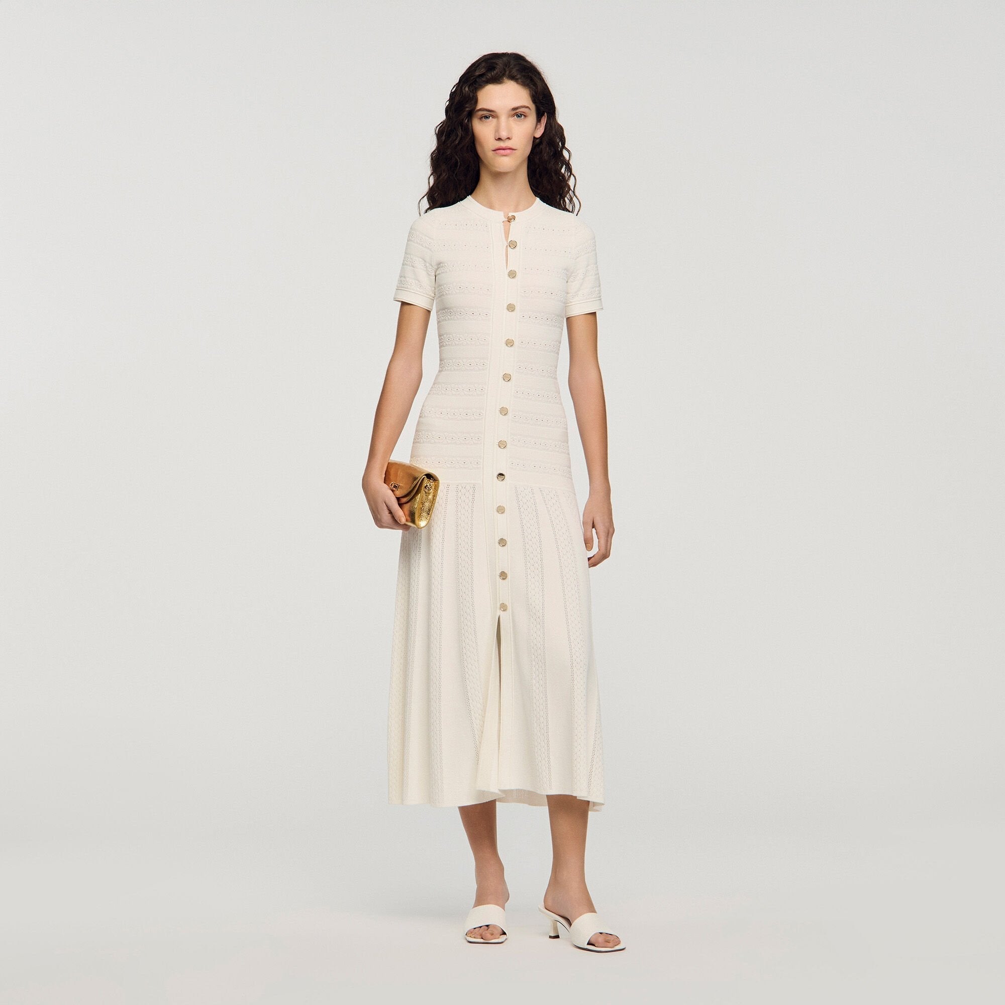 SANDRA LONG KNITTED WHITE DRESS