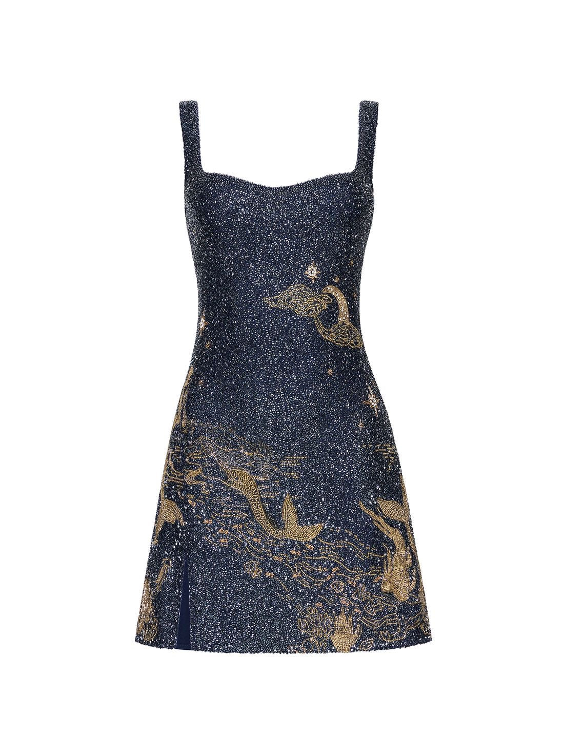 NAVY GOLD DRESS