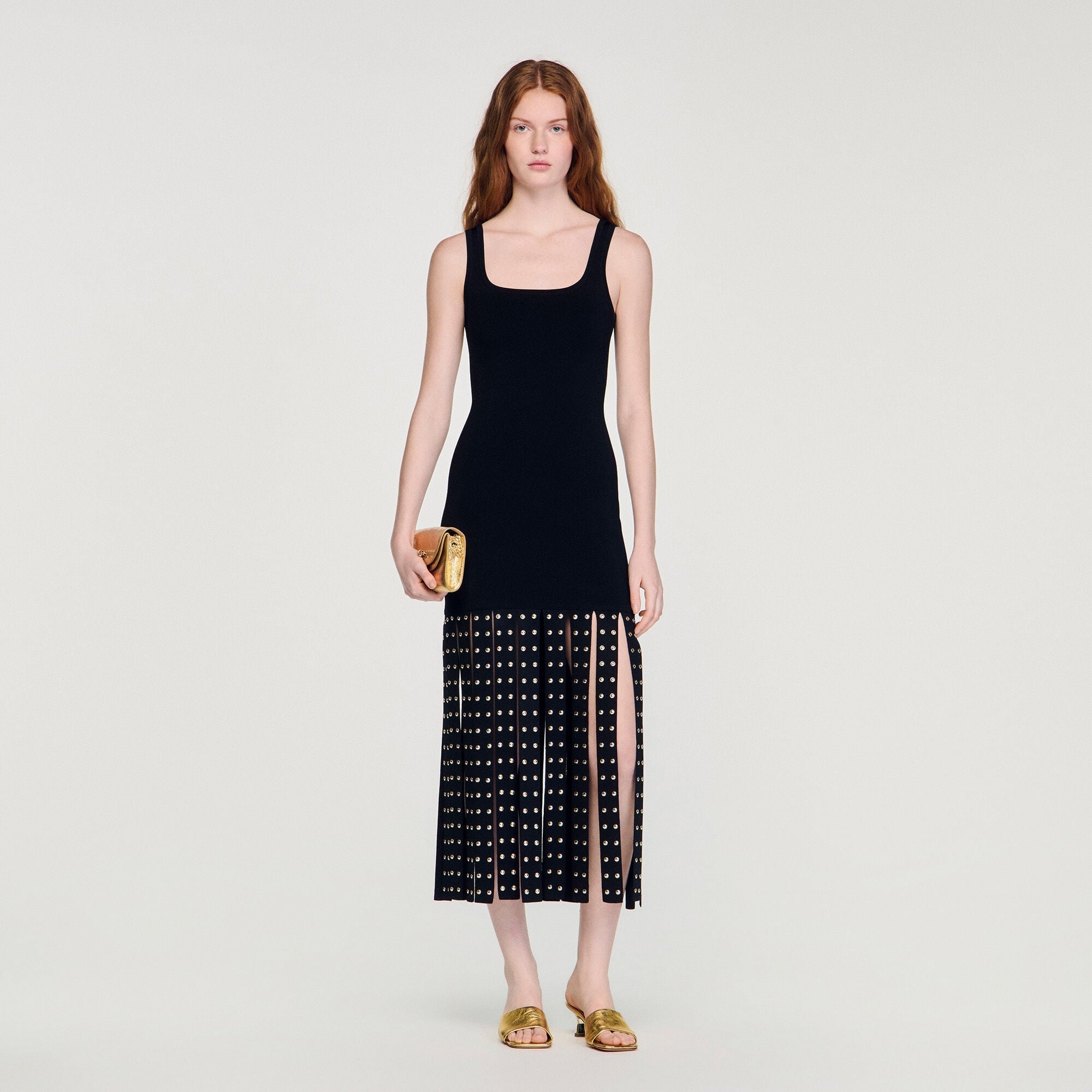 SANDRA LONG KNITTED DRESS WITH FRINGES
