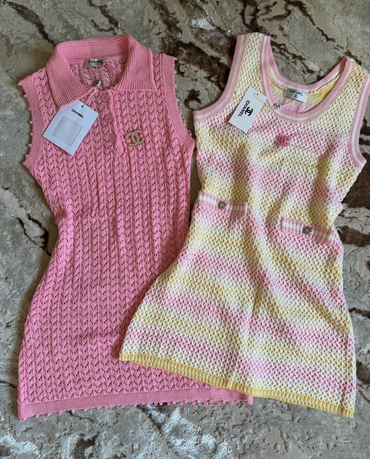 pink yellow dress