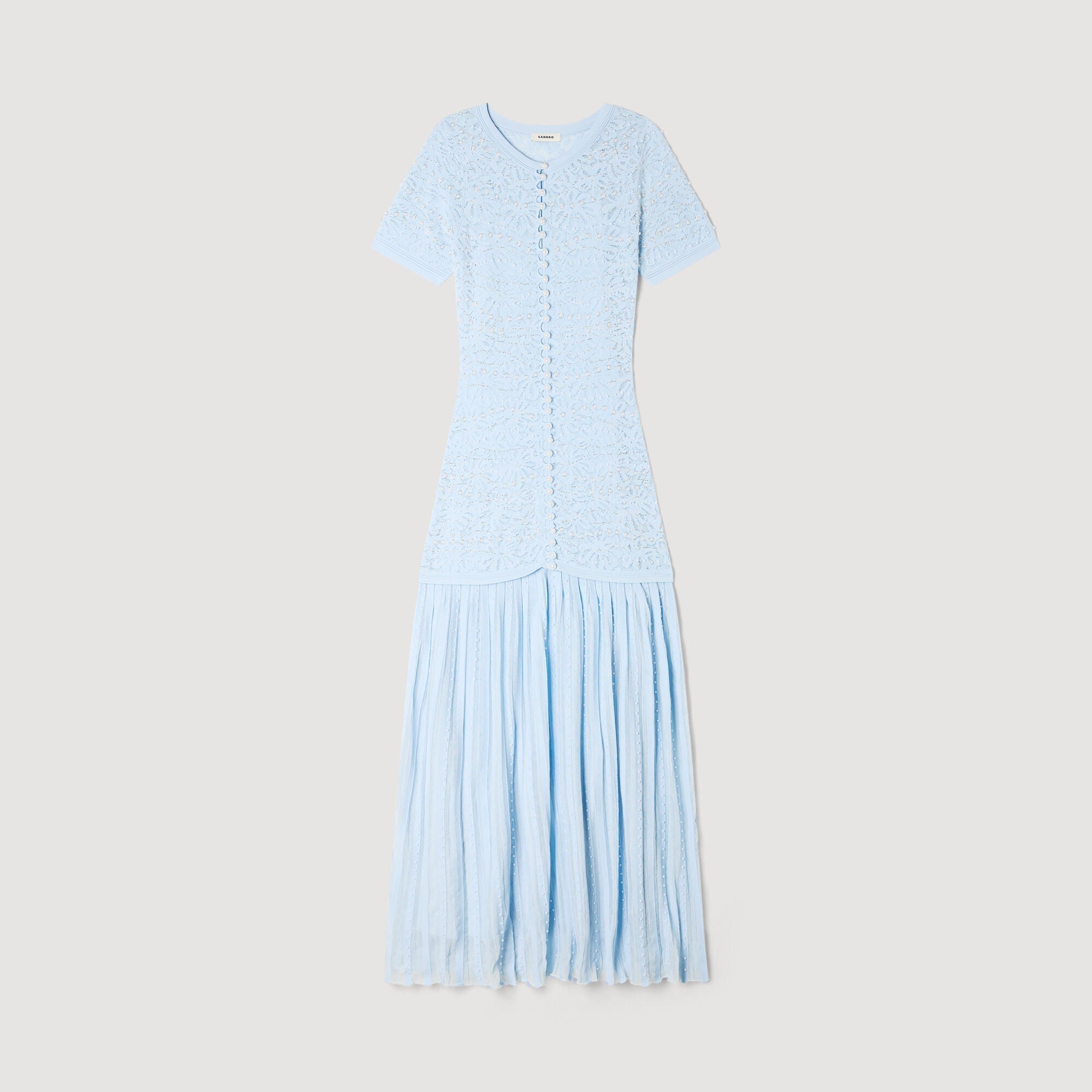 SANDRA BEADED KNIT MAXI DRESS BLUE